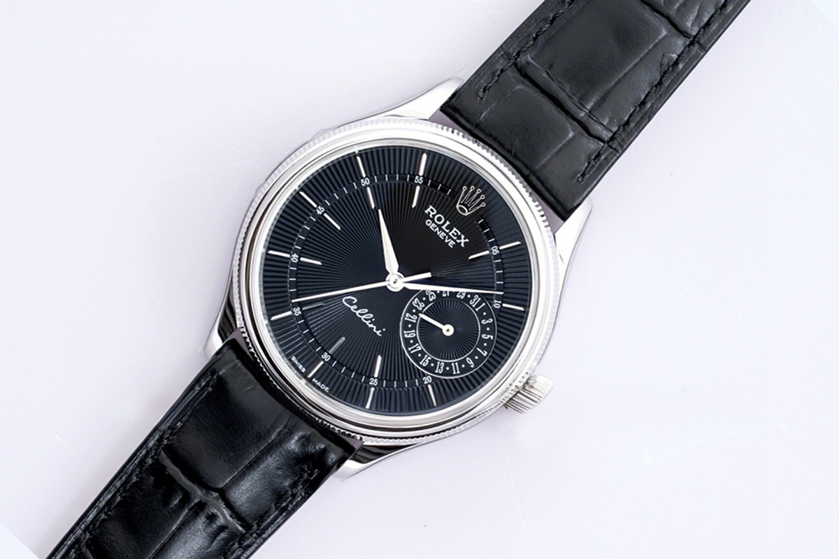 Rolex Cellini Date 50519 Black Dial in White Gold-fasswatch