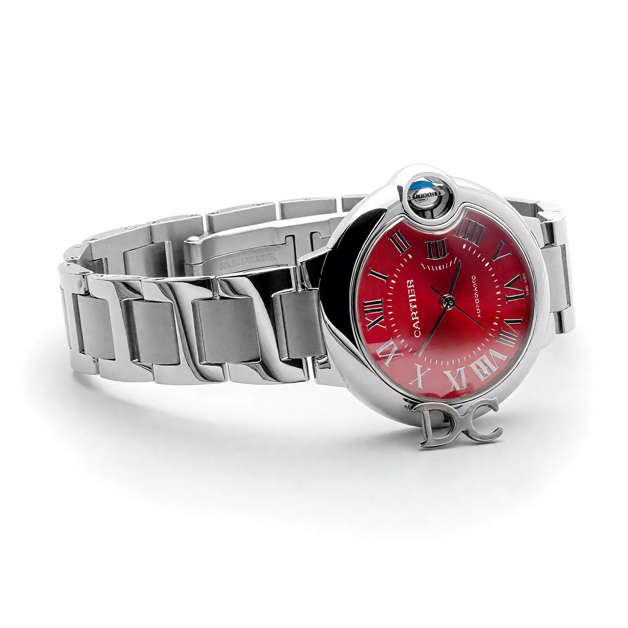 Cartier Ballon Bleu de Cartier 33mm Red Dial on Steel-fasswatch