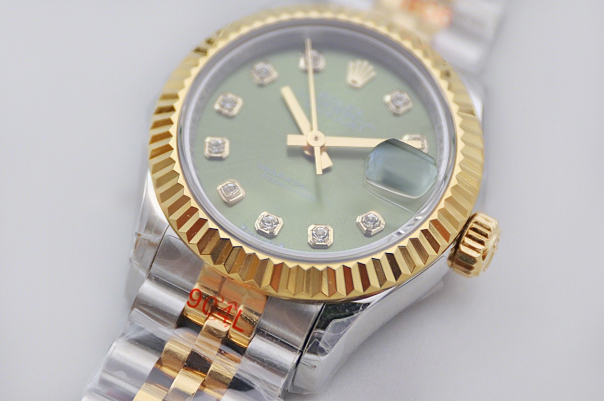 Rolex Ladies Datejust 279383RBR Green Dial with Diamond Marker in Yellow Gold/Steel-fasswatch