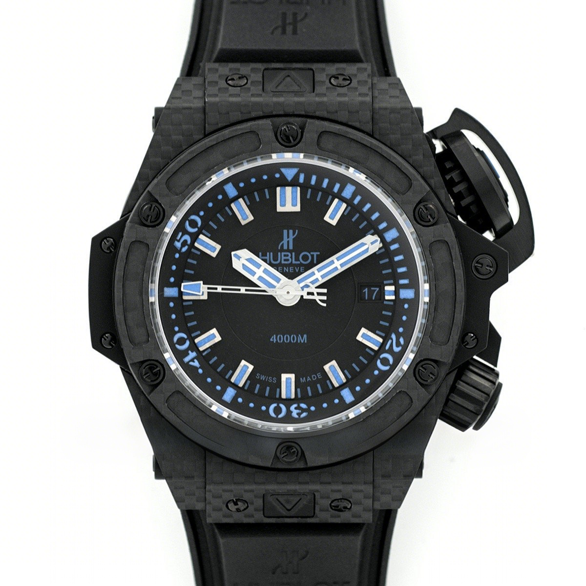 Hublot King Power Oceanographic 4000m Diver Carbon All Black Blue-fasswatch