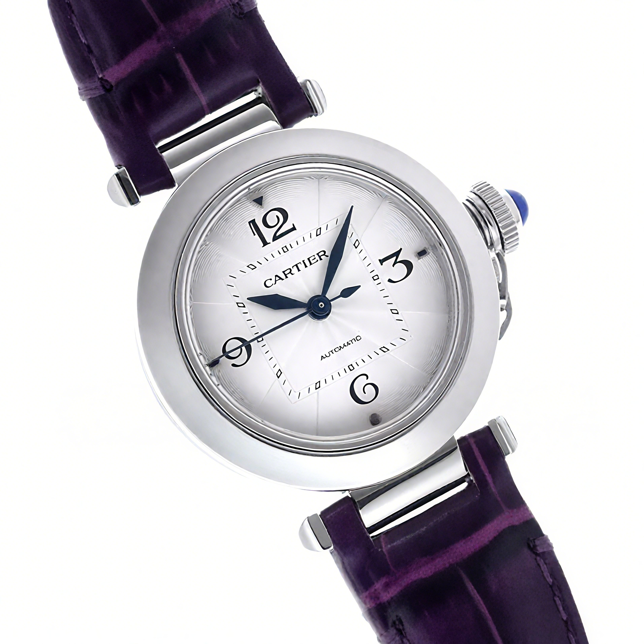 Cartier Pasha de Cartier 35mm in Violet Leather Strap-fasswatch