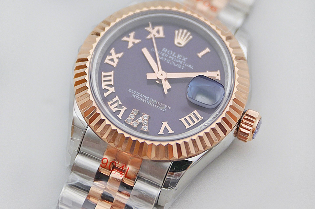 Rolex Ladies Datejust 279171 Aubergine Dial with Roman Markers in Rose Gold/Steel-fasswatch
