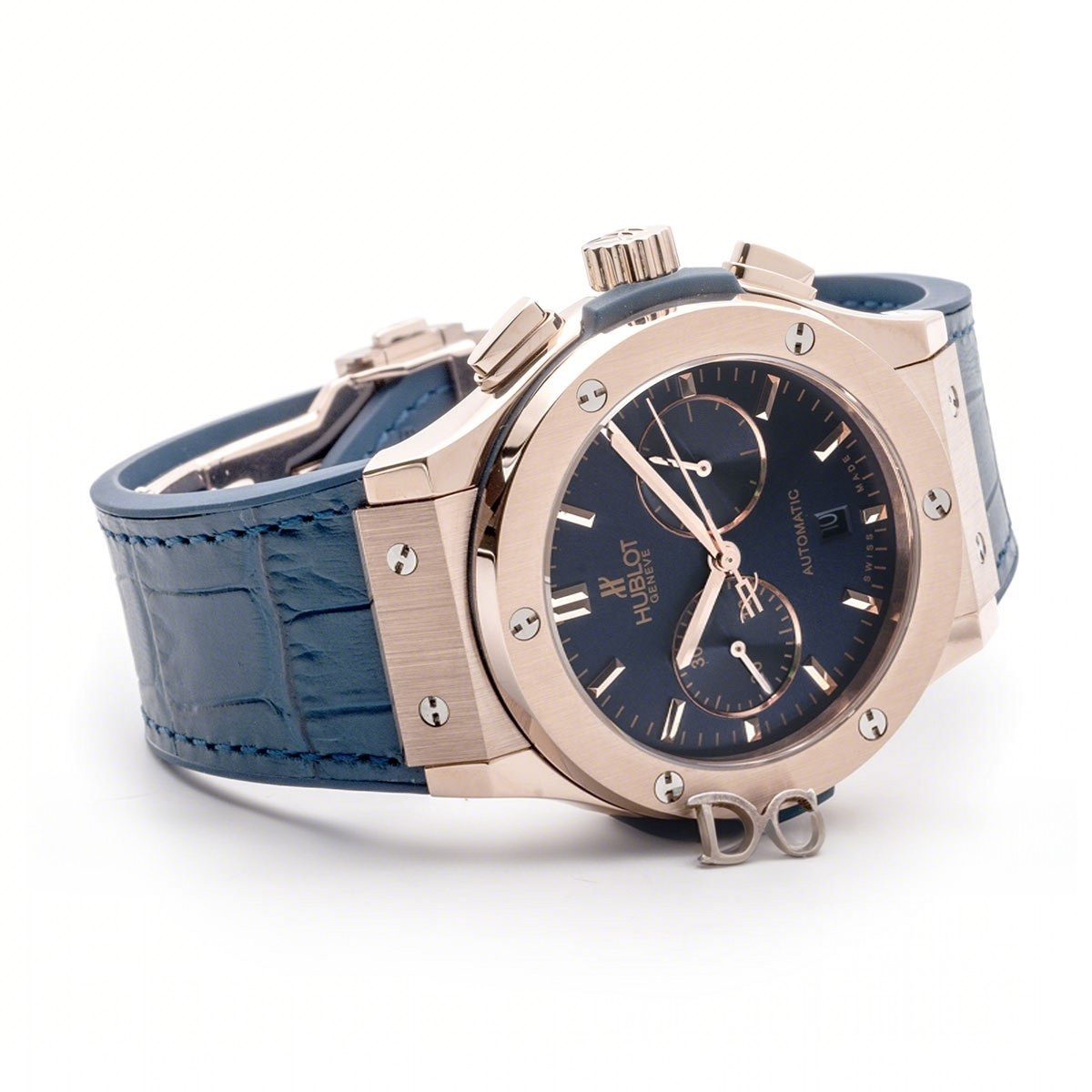 Hublot Classic Fusion Chronograph Blue Dial in Rose Gold-fasswatch
