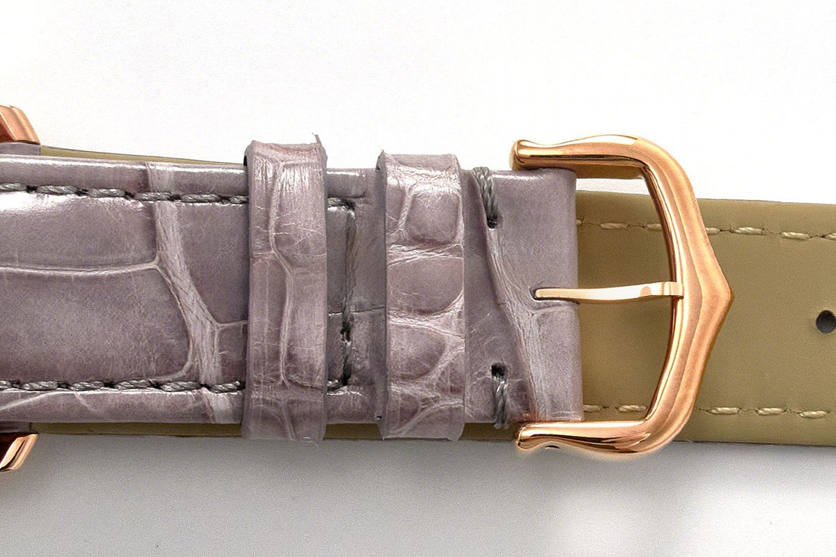 Cartier Ronde Must De Cartier 36mm White Dial in Rose Gold on Grey Leather Strap-fasswatch