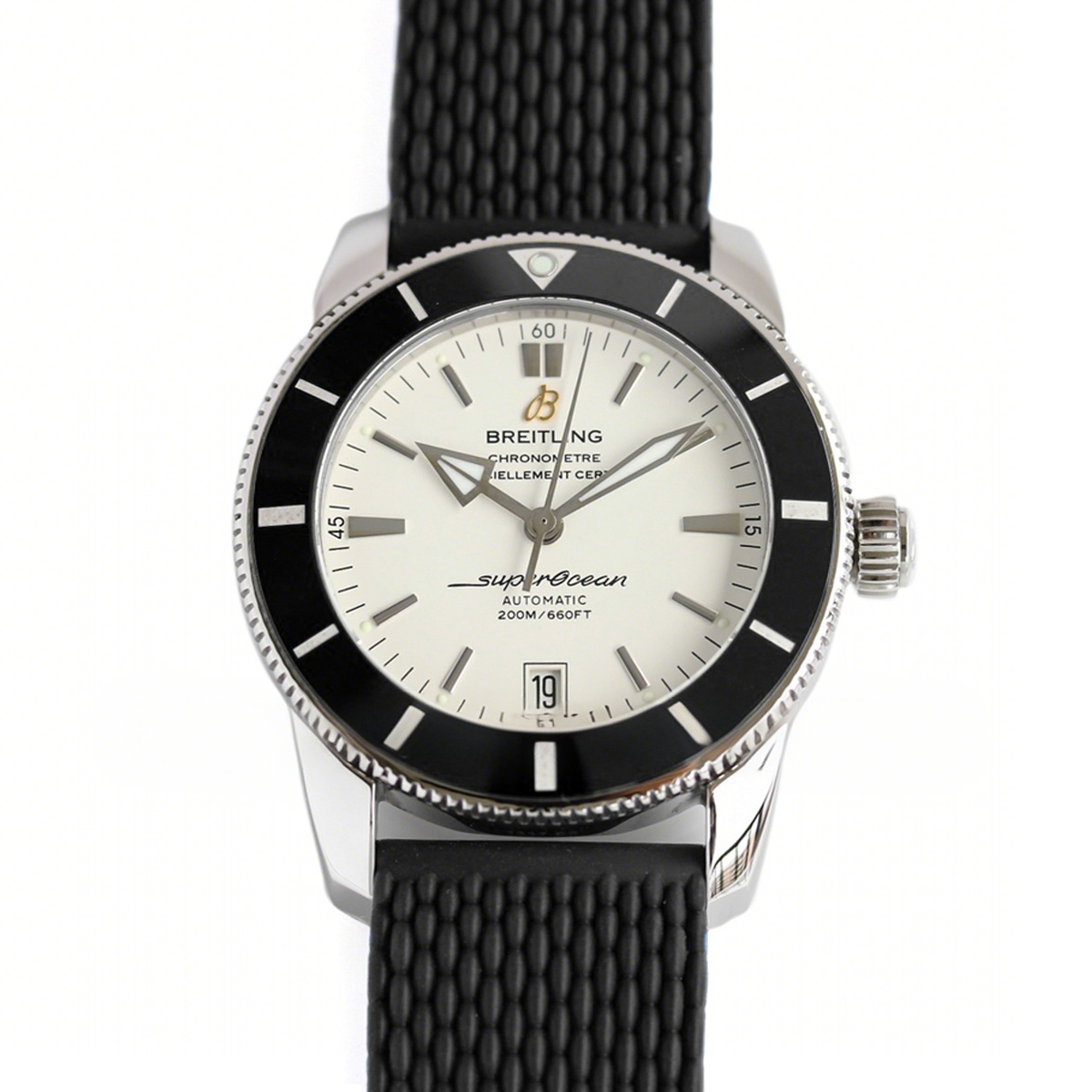 Breitling Superocean Heritage II B20 Automatic 42mm in White Dial on Black Bezel on Rubber Strap-fasswatch