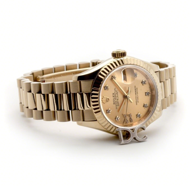 Rolex Ladies Datejust 279178 Champagne Dial with Diamond Markers in Gold-fasswatch