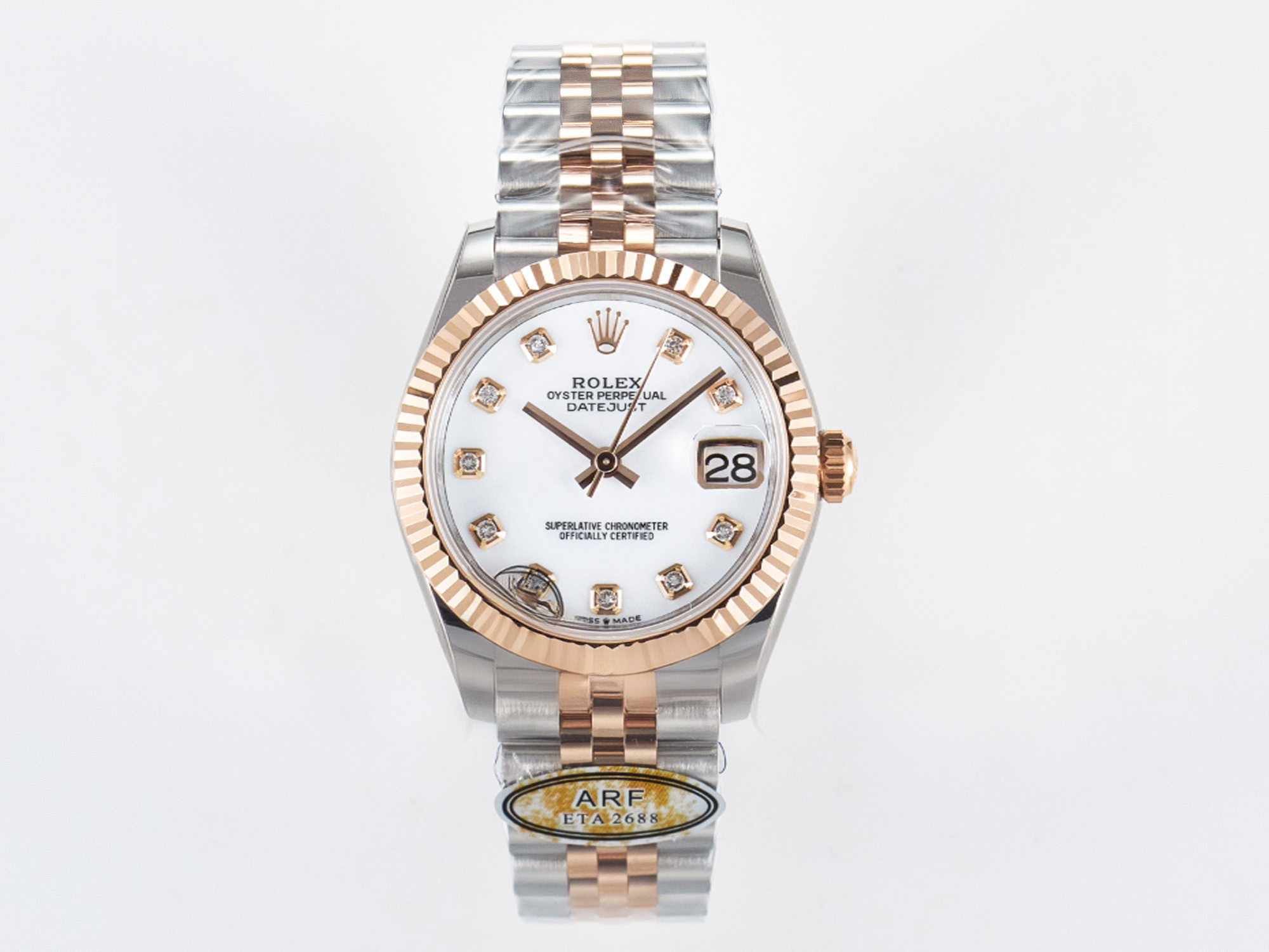 Rolex DateJust 31 278271 ARF 1:1 Best Edition 904L Steel White MOP Diamonds Dial on SS/RG Jubilee Bracelet ETA 2688-fasswatch