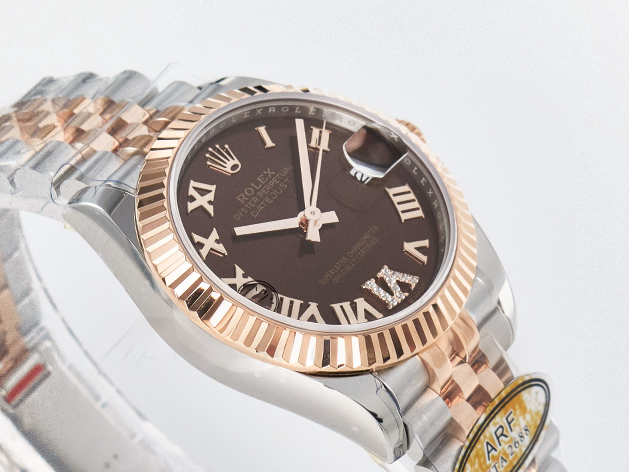 Rolex DateJust 31 278271 ARF 1:1 Best Edition 904L Steel Purple Roman Diamonds Dial on SS/RG Jubilee Bracelet ETA 2688-fasswatch