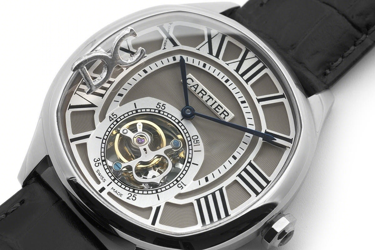 Cartier Drive de Cartier Tourbillon Grey Dial in White Gold on Black Leather Strap-fasswatch