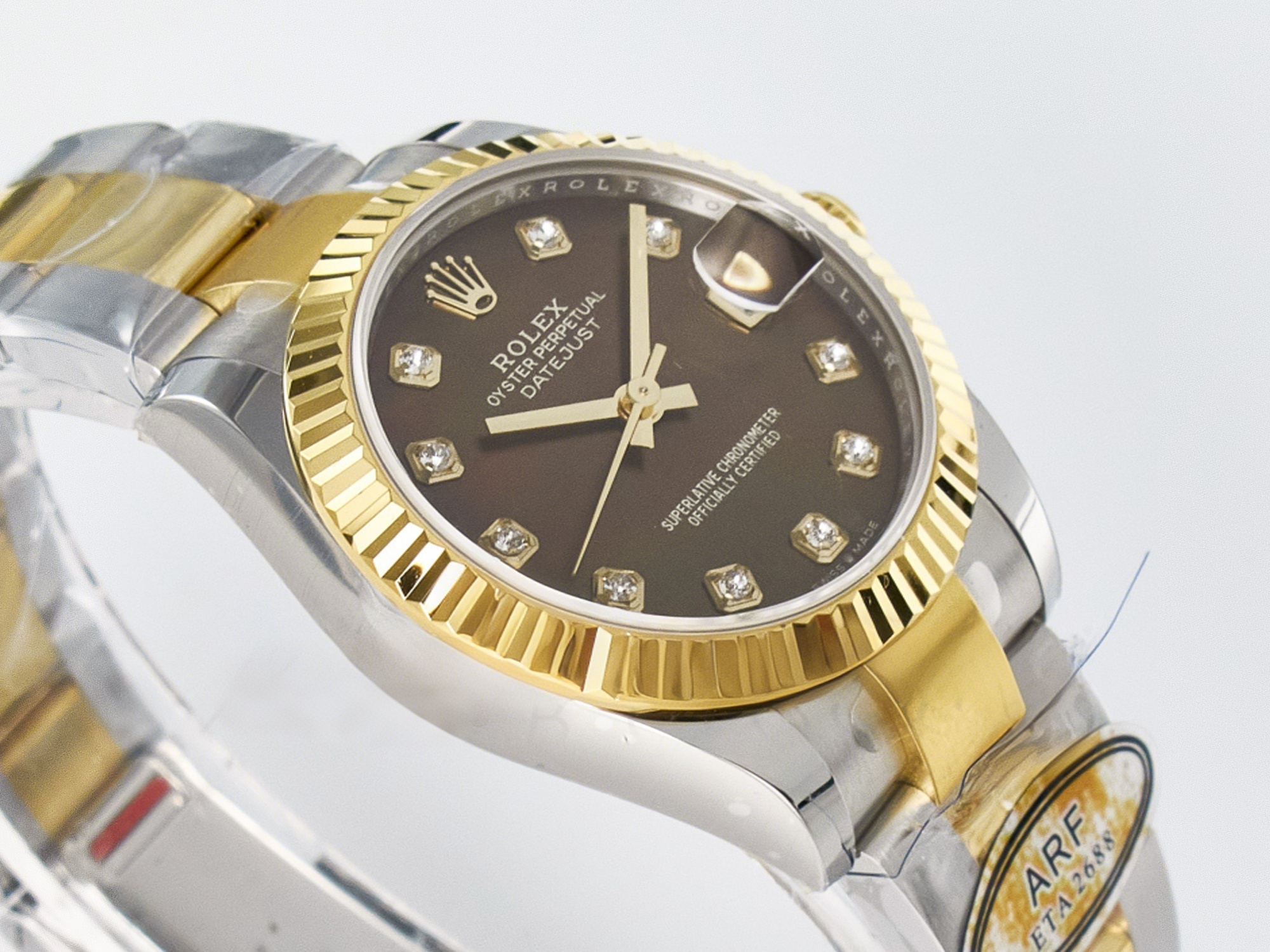 Rolex DateJust 31 278273 ARF 1:1 Best Edition 904L Steel Brown Diamonds Dial on SS/YG Oyster Bracelet ETA 2688-fasswatch