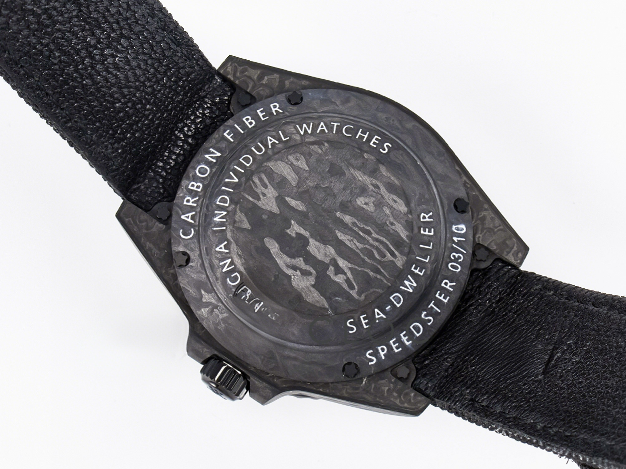 Rolex Sea Dweller 43mm Carbon DIWF Best Edition Black Dial on Black Nylon Strap A2824-fasswatch