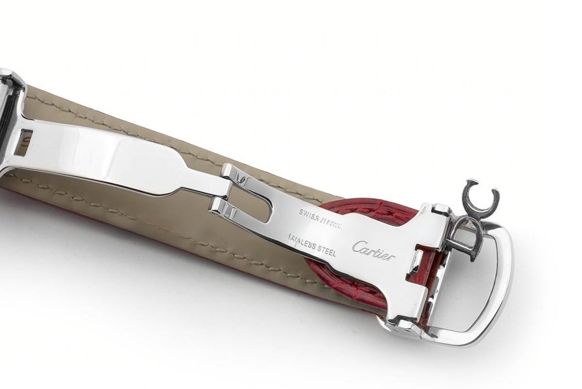 Cle de Cartier Tourbillon White Gold 35mm on Red Leather Strap-fasswatch