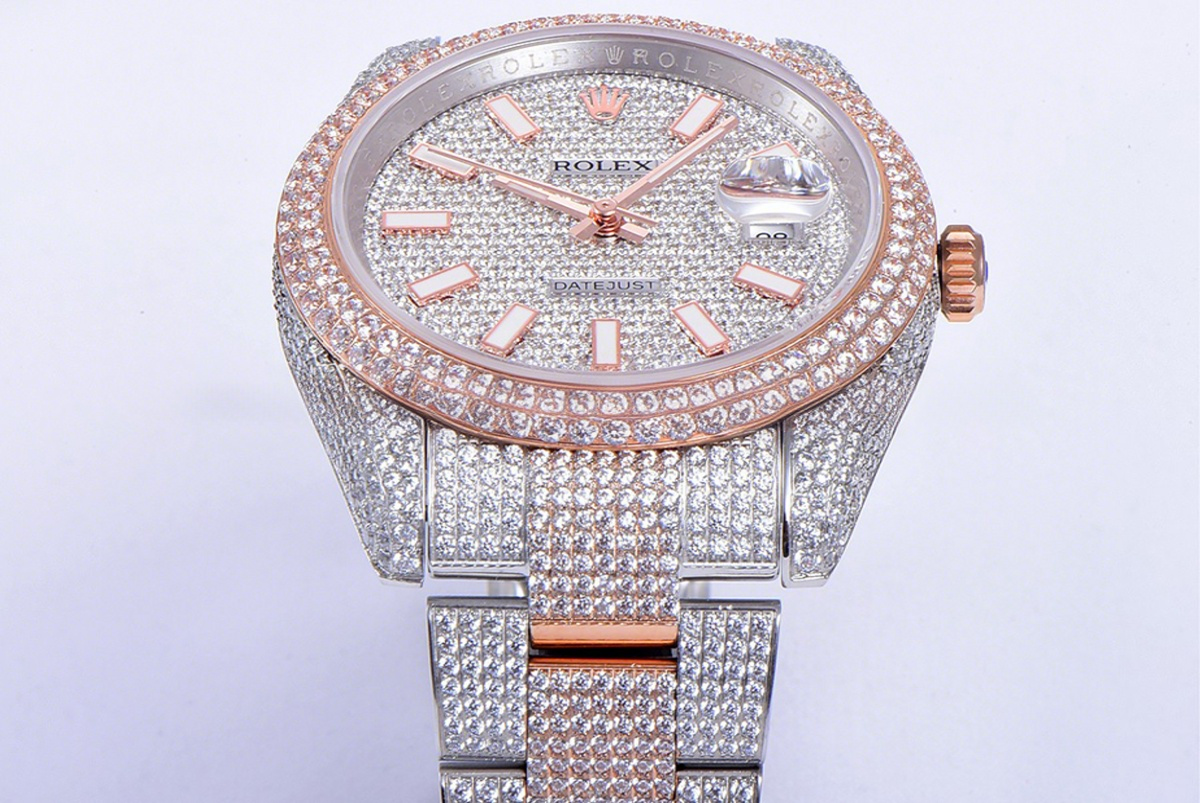 Rolex Datejust 41 126334 Diamond Paved Dial with Stick Markers in Rose Gold-fasswatch