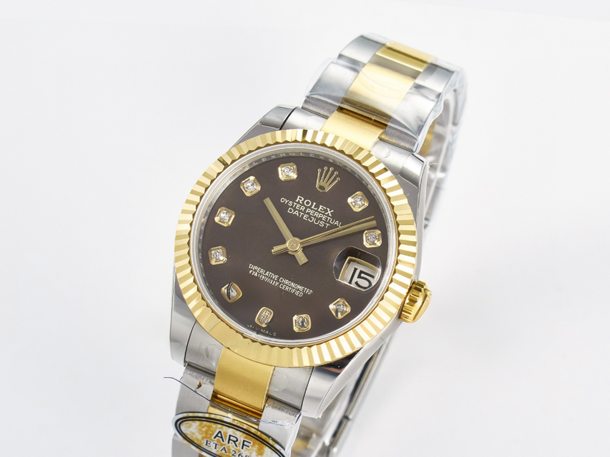 Rolex DateJust 31 278273 ARF 1:1 Best Edition 904L Steel Brown Diamonds Dial on SS/YG Oyster Bracelet ETA 2688-fasswatch