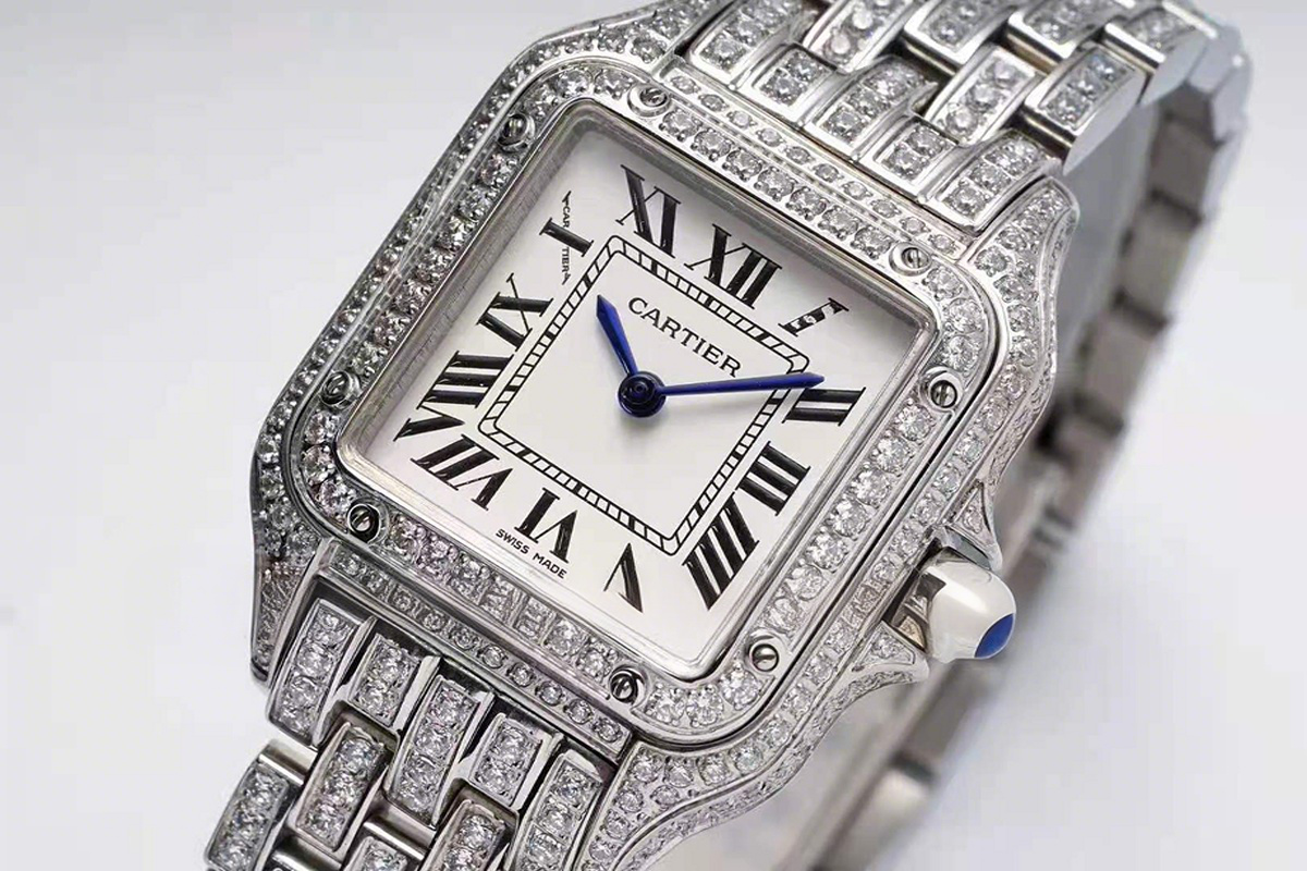Cartier Panthère De Cartier 28mm White Dial in White Gold with Diamonds-fasswatch