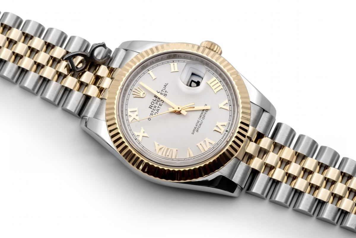 Rolex Datejust 36 126283RBR White Dial in Yellow Gold and Steel with Roman Numerals Markers-fasswatch