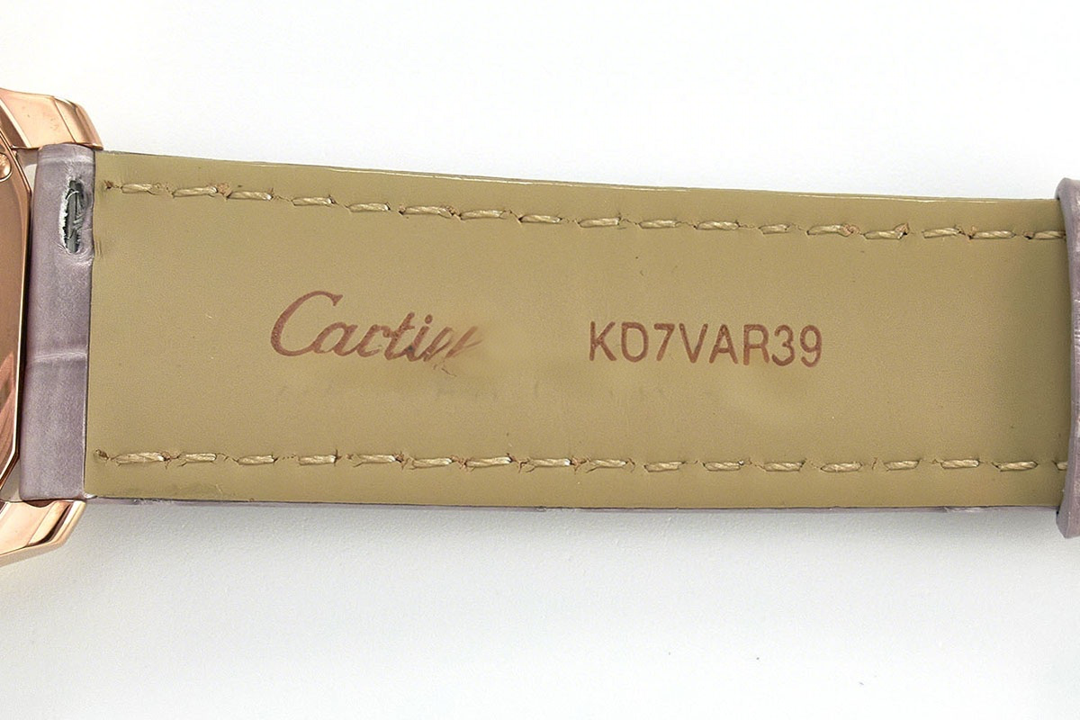 Cartier Ronde Must De Cartier 36mm White Dial in Rose Gold on Grey Leather Strap-fasswatch