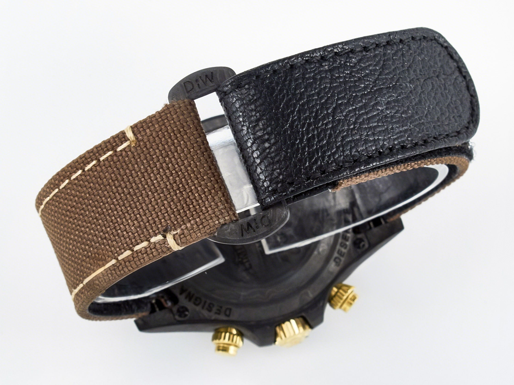 Rolex Daytona DIW Carbon Case and Bezel DIWF Edition Yellow Arabic Dial on Brown Nylon Strap A7750-fasswatch