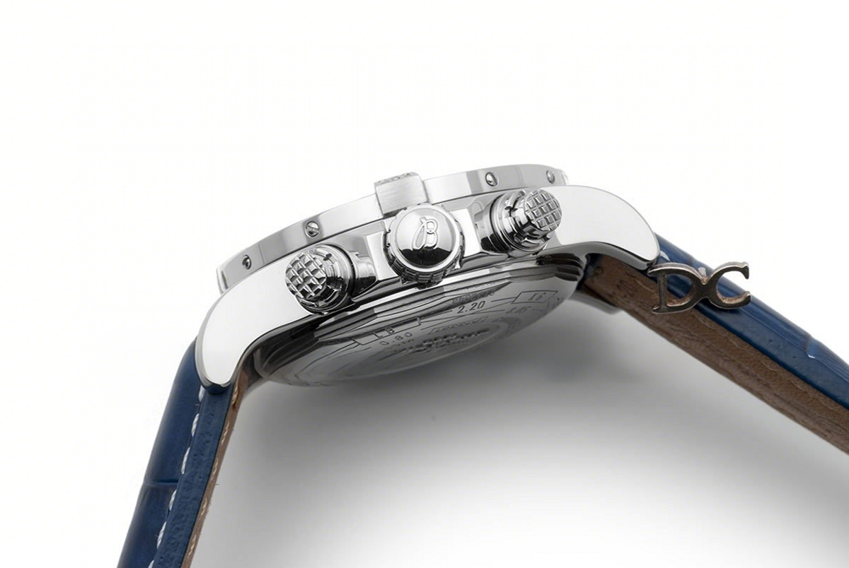 Breitling Colt Chronograph 44mm Blue Dial in Steel on Leather Strap-fasswatch