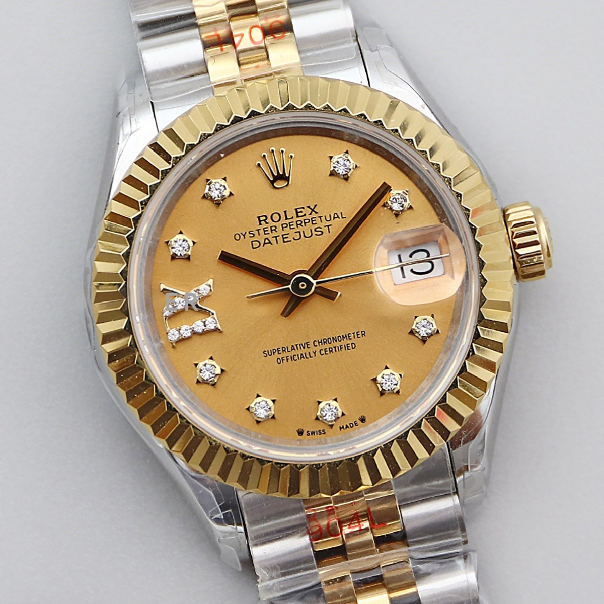 Rolex Ladies Datejust 279383RBR Champagne Dial with Diamond Marker in Yellow Gold/Steel-fasswatch