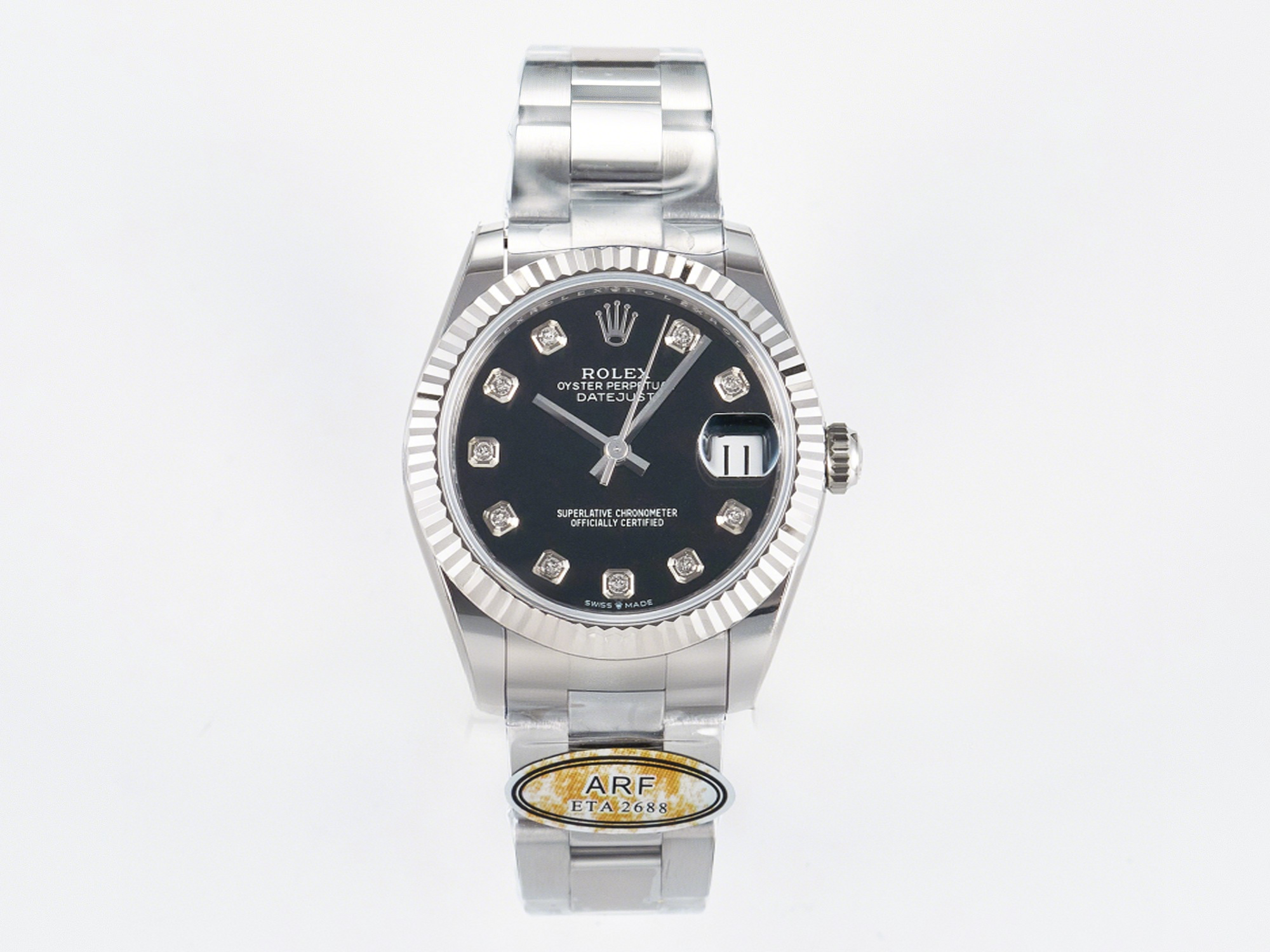 Rolex DateJust 31 278274 ARF 1:1 Best Edition 904L Steel Black Diamonds Dial on SS Oyster Bracelet ETA 2688-fasswatch