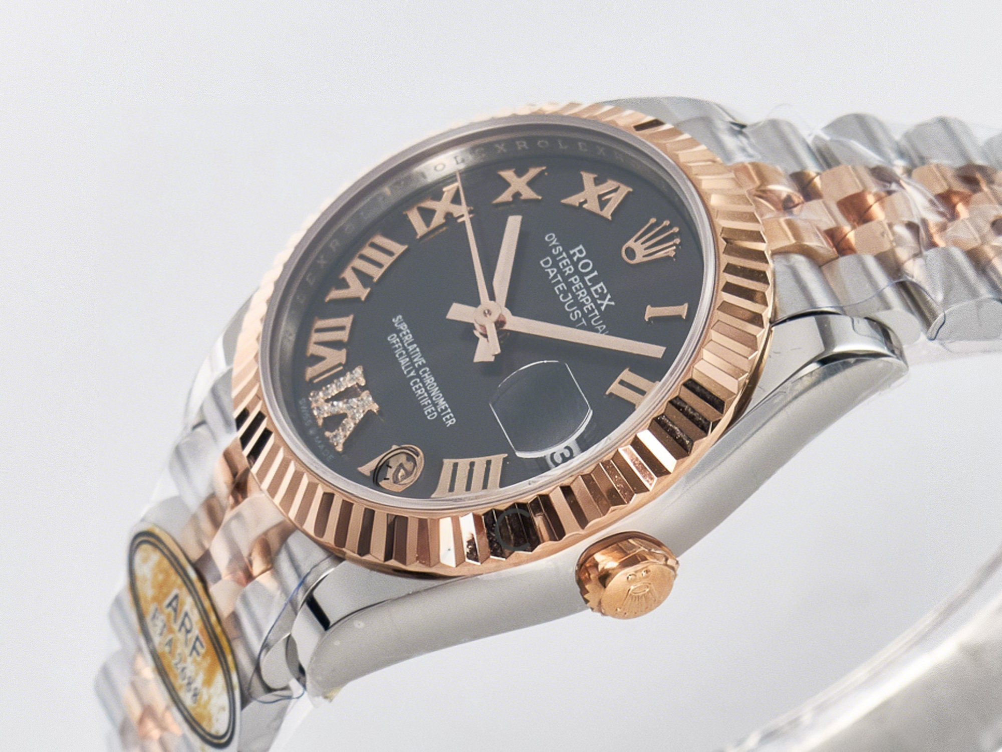 Rolex DateJust 31 278271 ARF 1:1 Best Edition 904L Steel Gray Roman Diamonds Dial on SS/RG Jubilee Bracelet ETA 2688-fasswatch