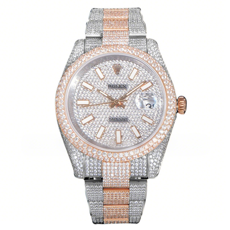 Rolex Datejust 41 126334 Diamond Paved Dial with Stick Markers in Rose Gold-fasswatch