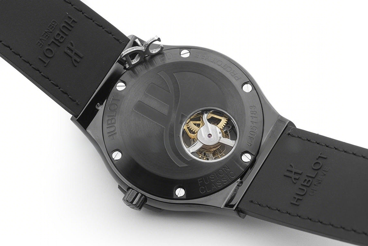 Hublot Classic Fusion Tourbillon 45mm Black Dial in Steel on Black Leather Strap-fasswatch