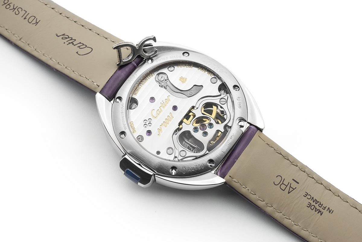 Cle de Cartier Tourbillon White Gold 35mm on Purple Leather Strap-fasswatch