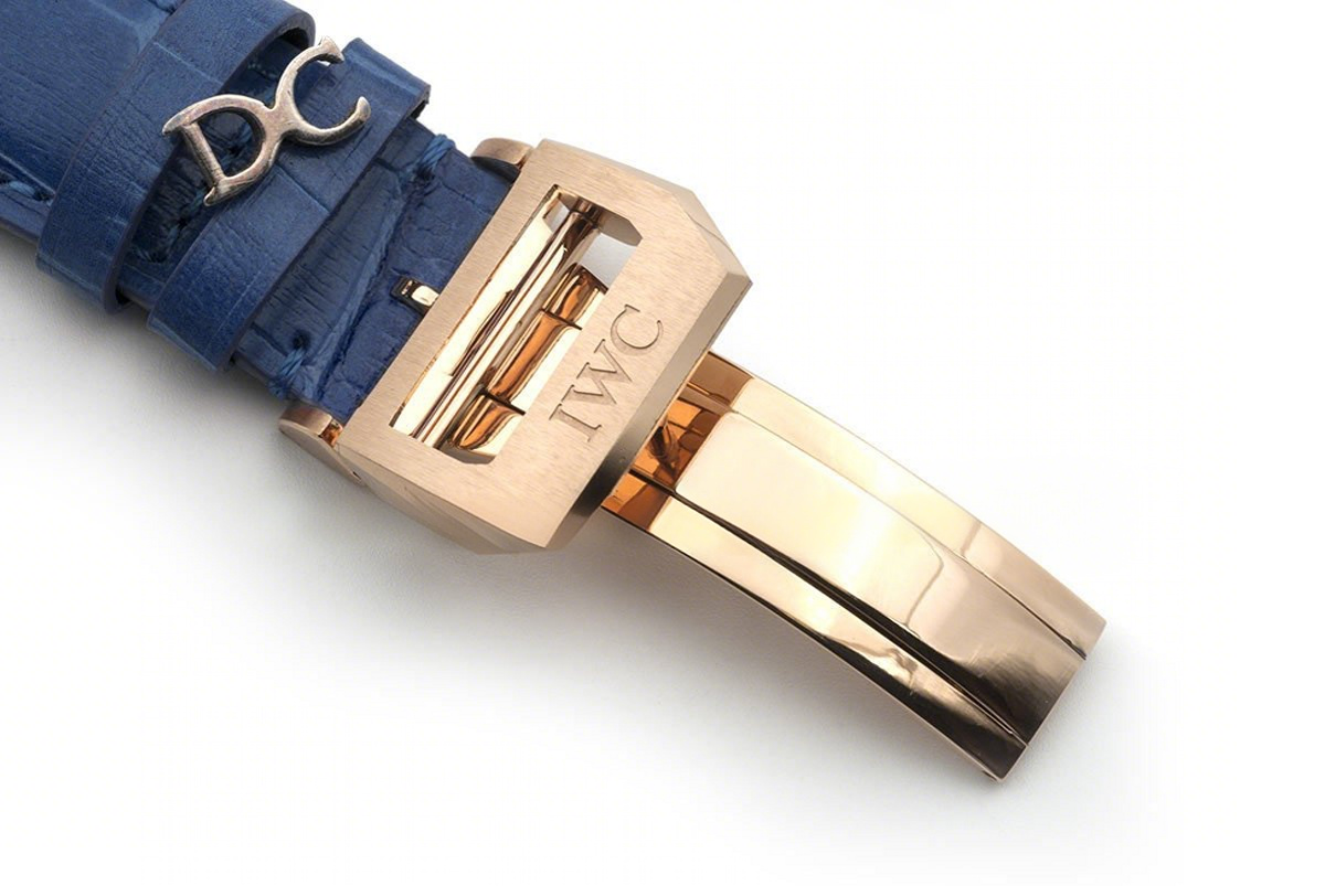 IWC Portugieser Chronograph Automatic White Dial in Rose Gold on Blue Leather Strap-fasswatch