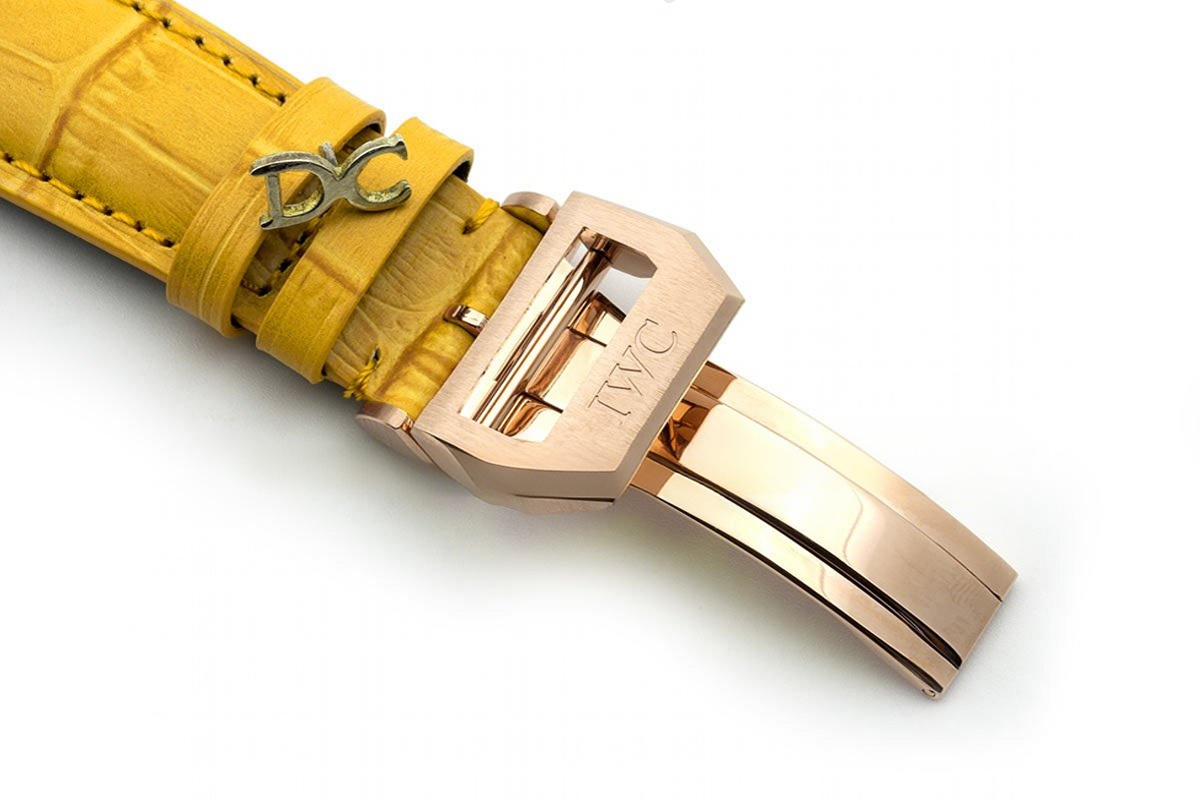 IWC Portugieser Chronograph Automatic White Dial in Rose Gold on Yellow Leather Strap-fasswatch