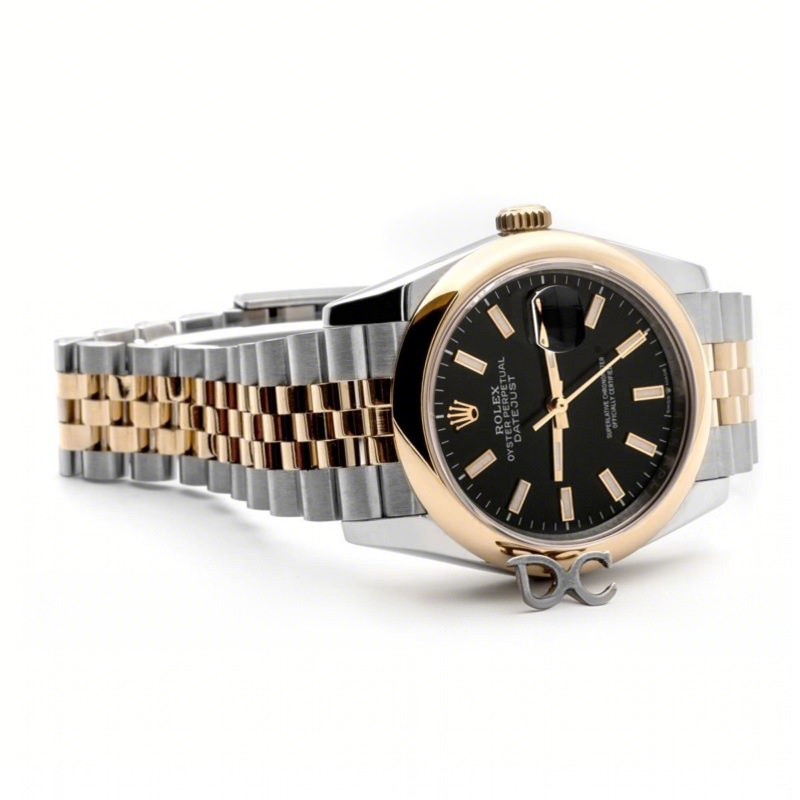 Rolex Datejust 36 126201 Black Dial in Yellow Gold and Steel with Stick Markers-fasswatch
