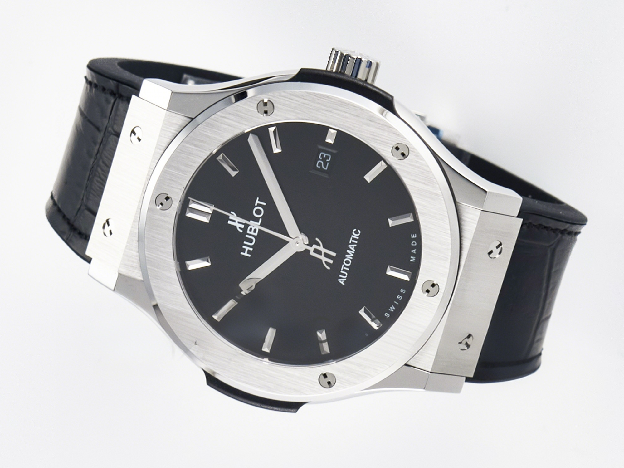 Hublot Classic Fusion Bang 42mm HBF 1:1 Best Edition Black Dial on Black Leather Strap A2892-fasswatch