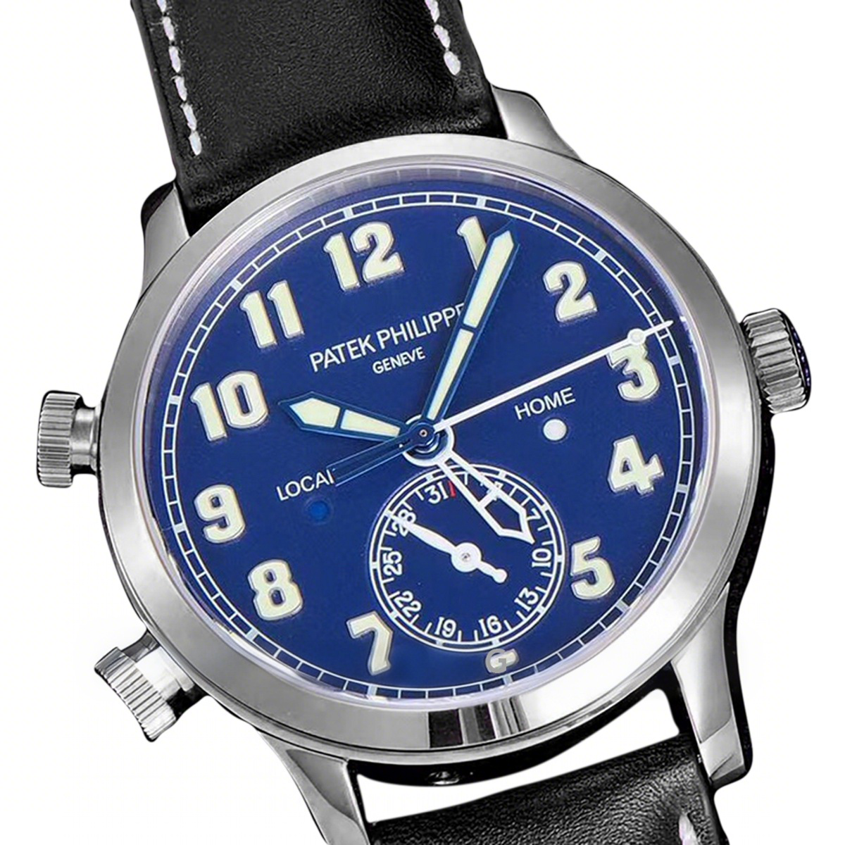 Patek Philippe Calatrava Pilot Travel Time 5524G Blue Dial in White Gold-fasswatch