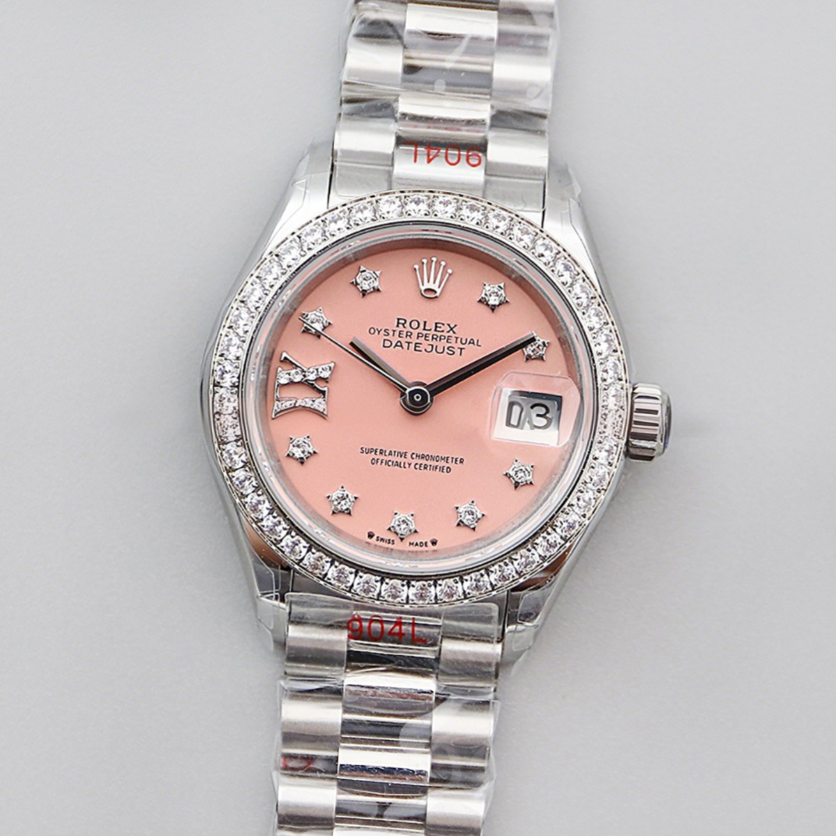 Rolex Datejust 28 279384RBR Pink Dial Diamond Markers in Steel-fasswatch