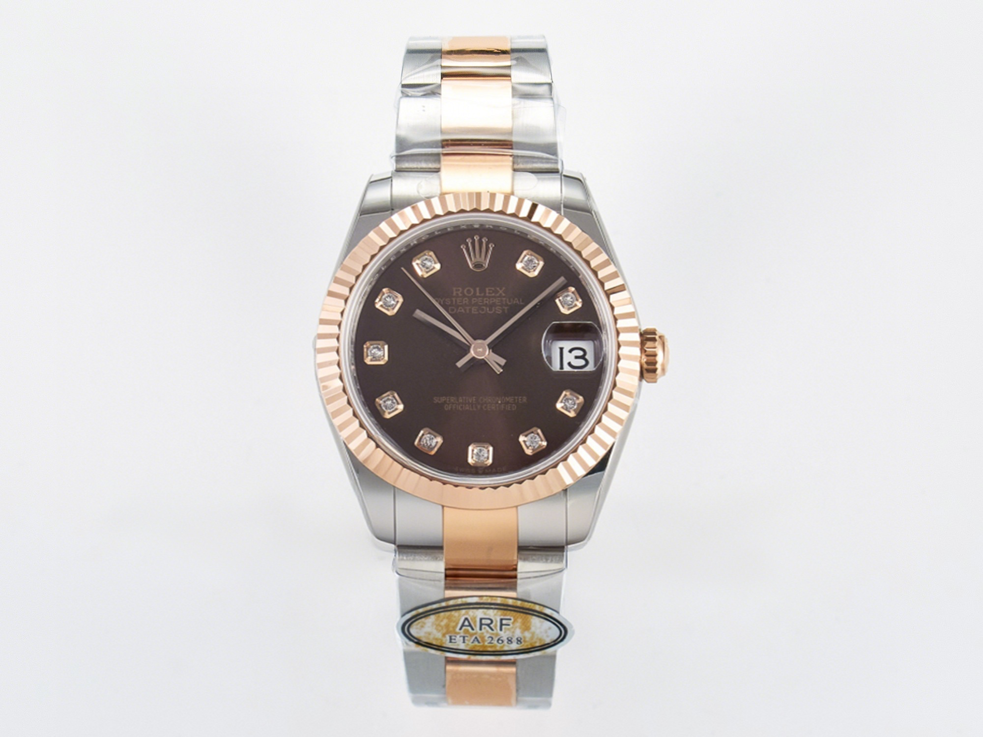 Rolex DateJust 31 278271 ARF 1:1 Best Edition 904L Steel Brown Diamonds Dial on SS/RG Oyster Bracelet ETA 2688-fasswatch
