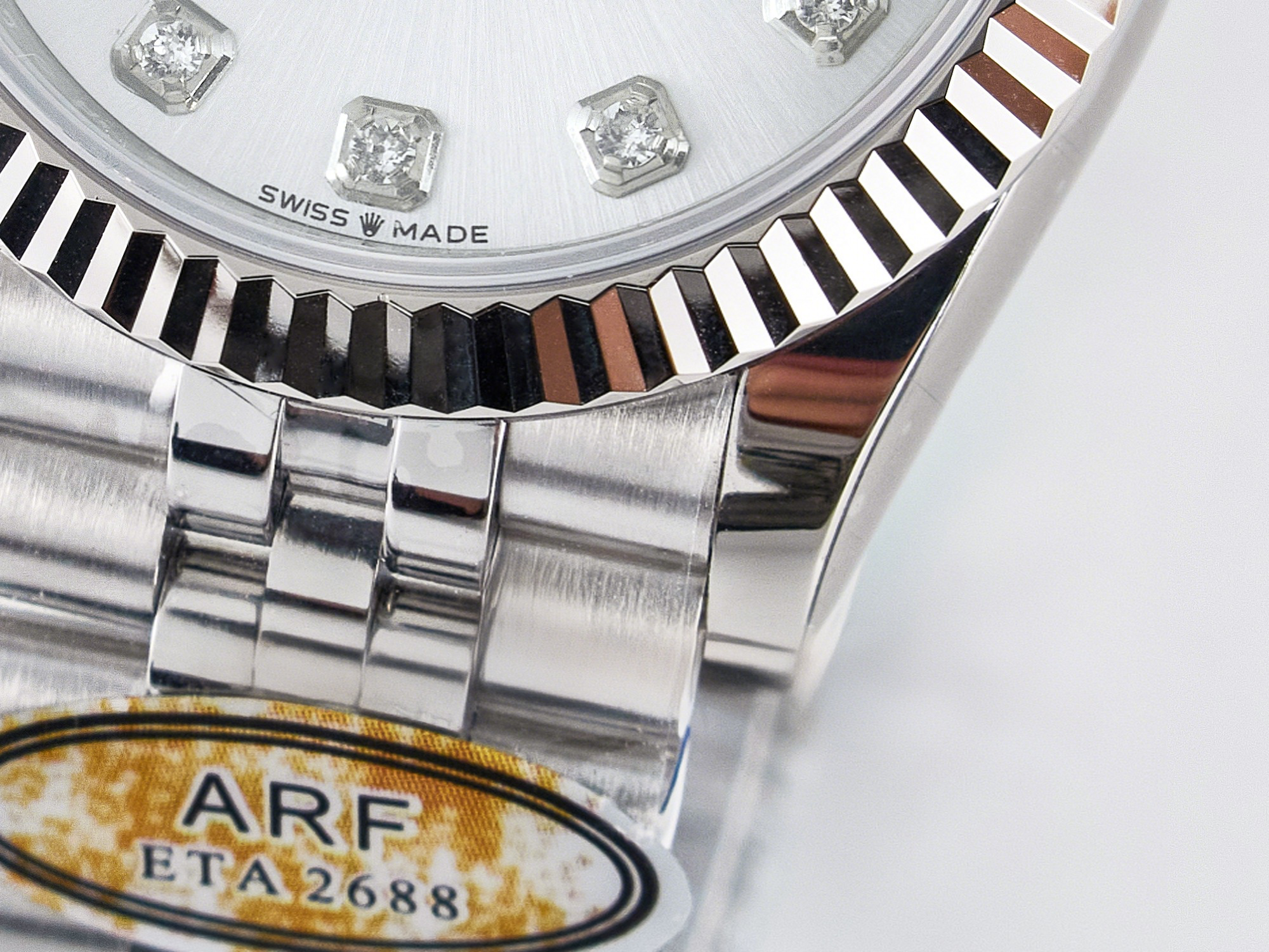 Rolex DateJust 31 278274 ARF 1:1 Best Edition 904L Steel Silver Diamonds Dial on SS Jubilee Bracelet ETA 2688-fasswatch