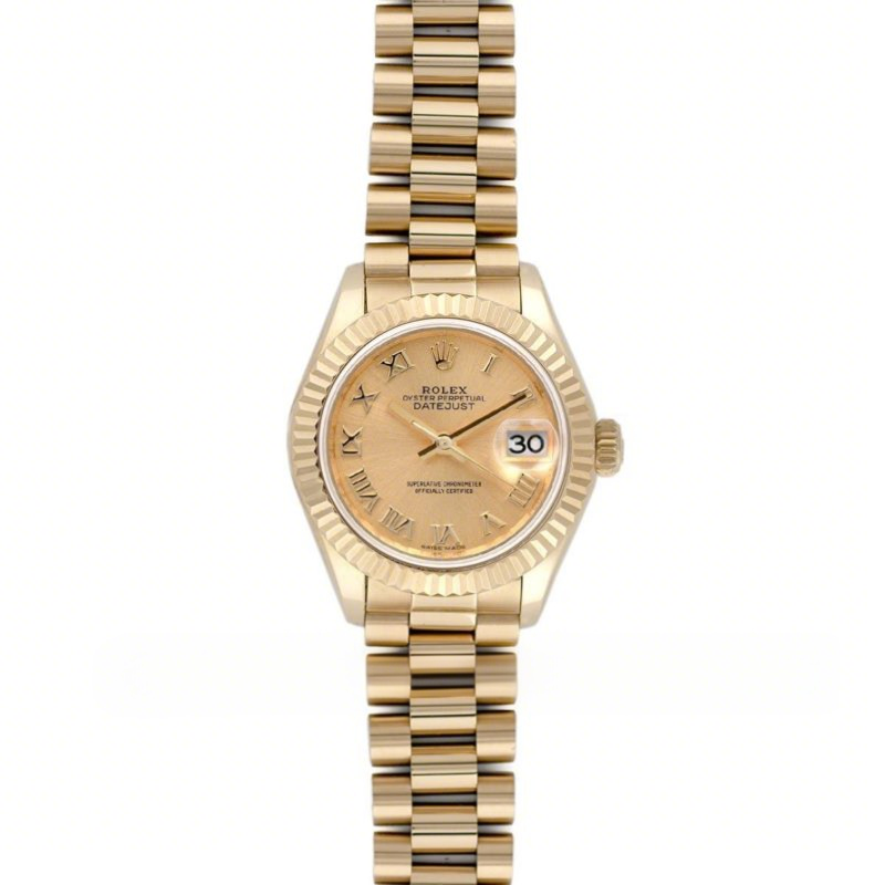 Rolex Ladies Datejust 279178 Champagne Dial with Roman Markers in Gold-fasswatch