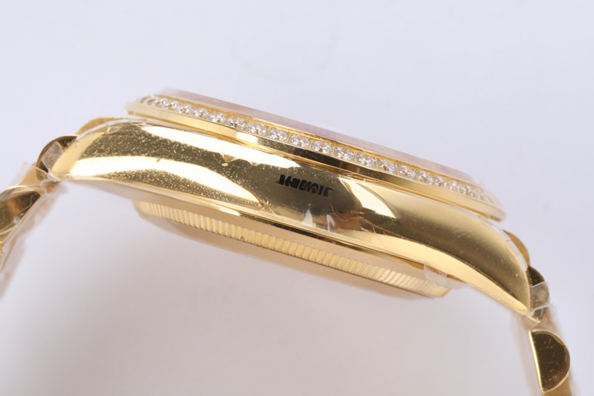 Rolex Day-Date 36 128348RBR Champagne Dial with Diamond Bezel in Yellow Gold-fasswatch