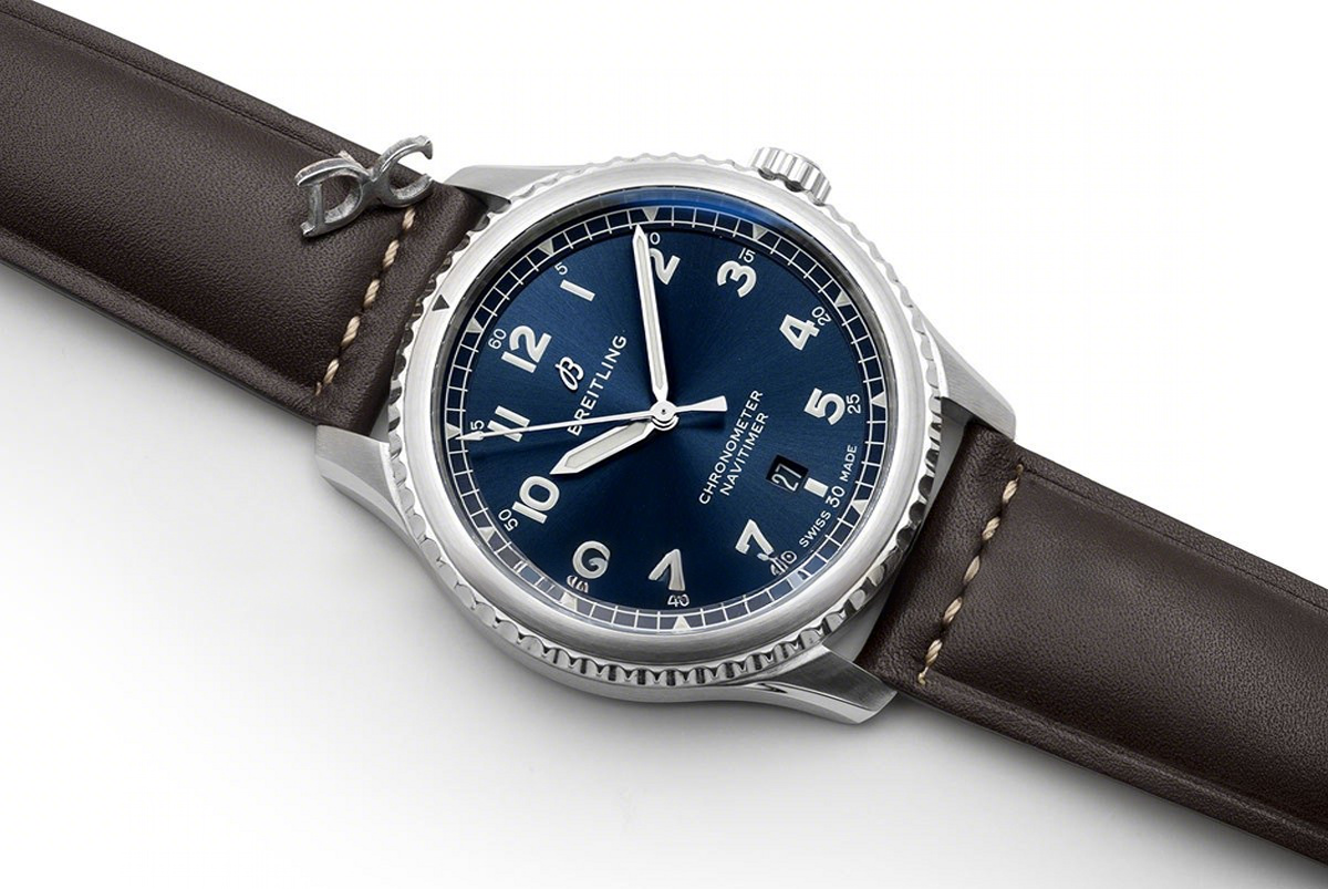 Breitling Navitimer 8 Automatic 41 Blue Dial in Steel on Brown Leather Strap-fasswatch