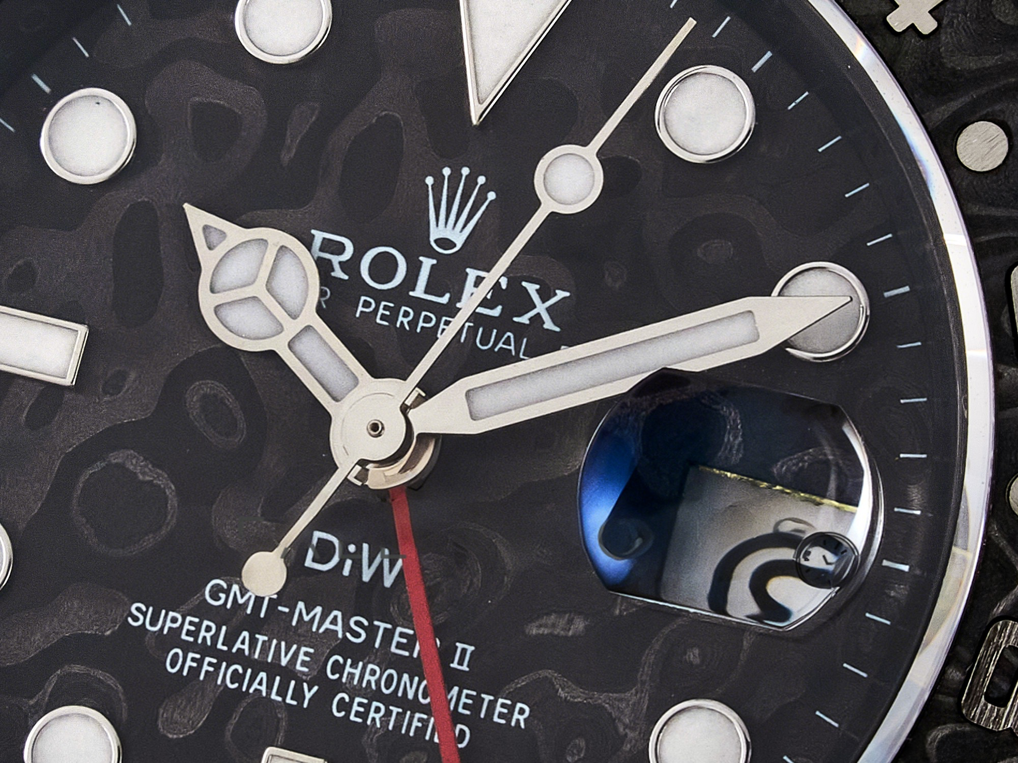 Rolex GMT Carbon DIWF Best Edition Black Carbon Dial SS Markers on Black Nylon Strap SA3285 CHS V2-fasswatch