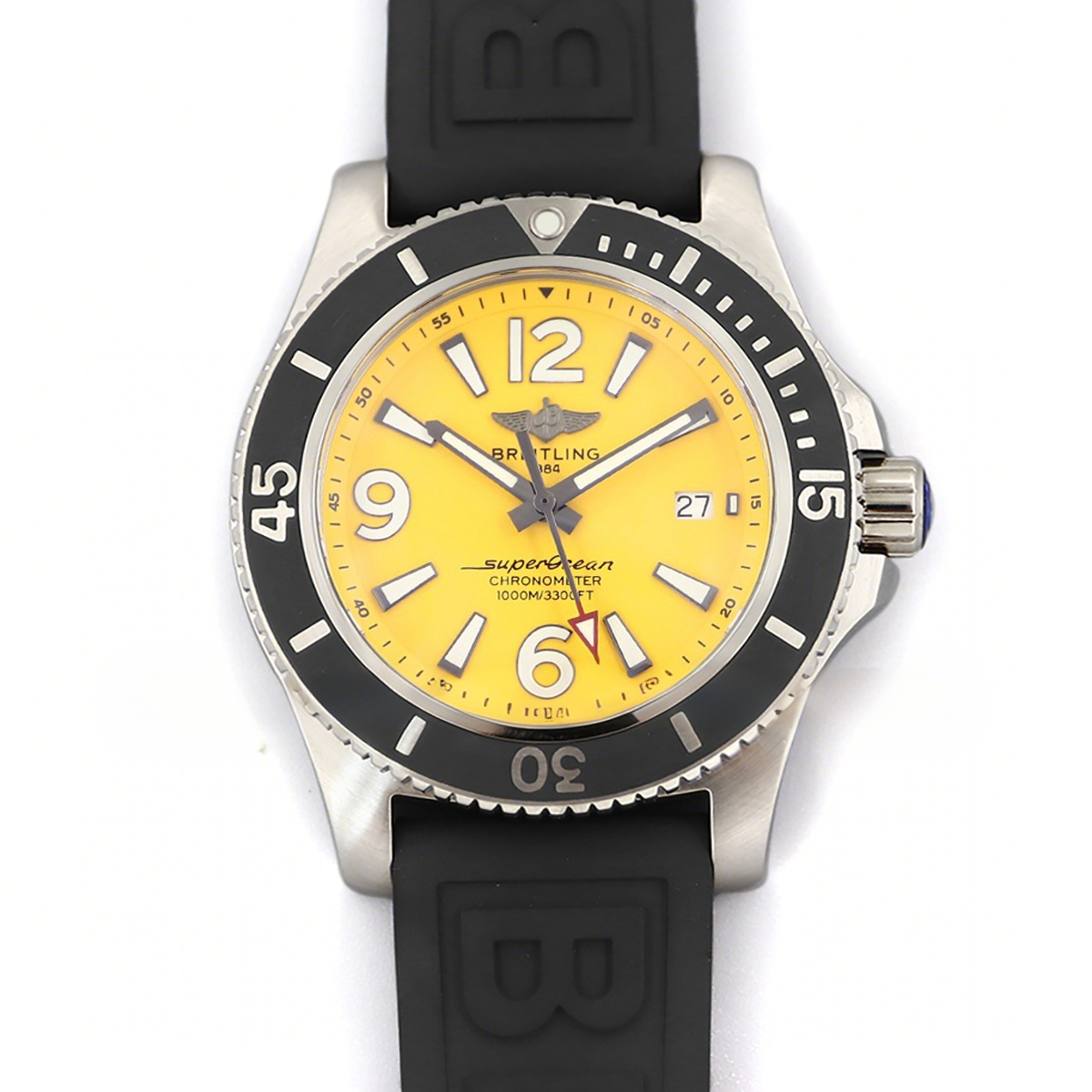 Breitling Superocean Automatic 44mm in Yellow Dial on Black Bezel on Rubber Strap-fasswatch