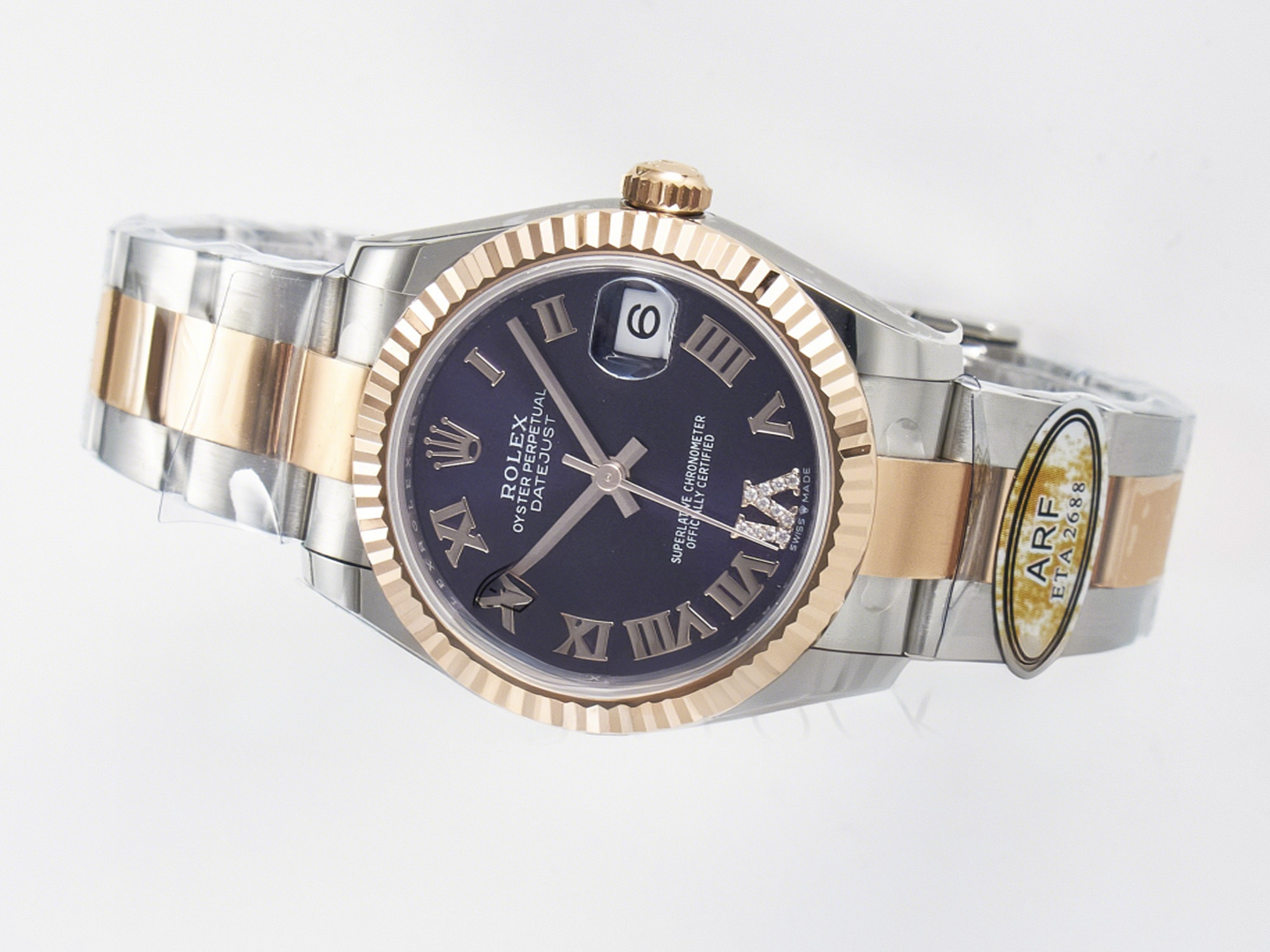 Rolex DateJust 31 278271 ARF 1:1 Best Edition 904L Steel Purple Roman Diamonds Dial on SS/RG Oyster Bracelet ETA 2688-fasswatch