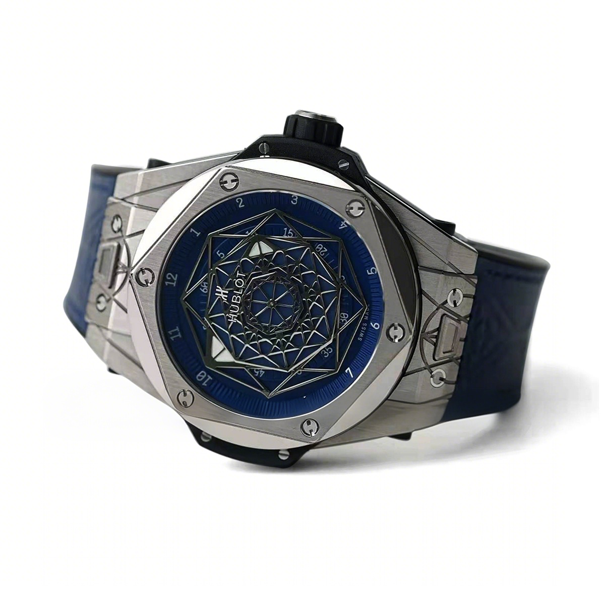 Hublot Big Bang Unico Sang Bleu in Titanium on Blue Leather Strap-fasswatch