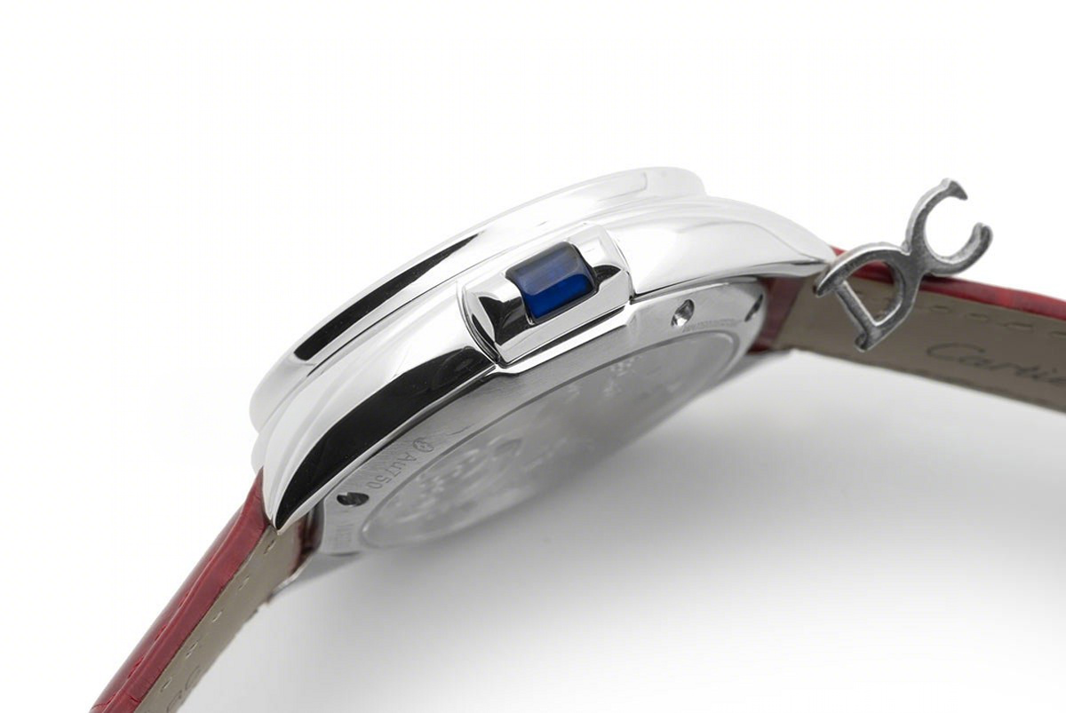 Cle de Cartier Tourbillon White Gold 35mm on Red Leather Strap-fasswatch