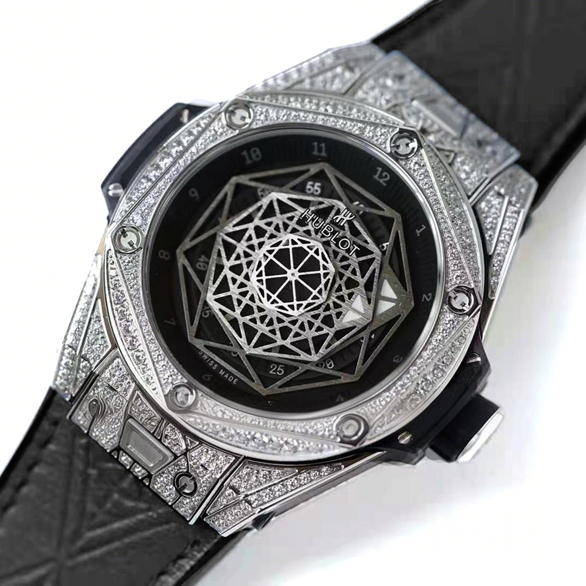 Hublot Big Bang Unico Sang Bleu Steel Pave Black-fasswatch