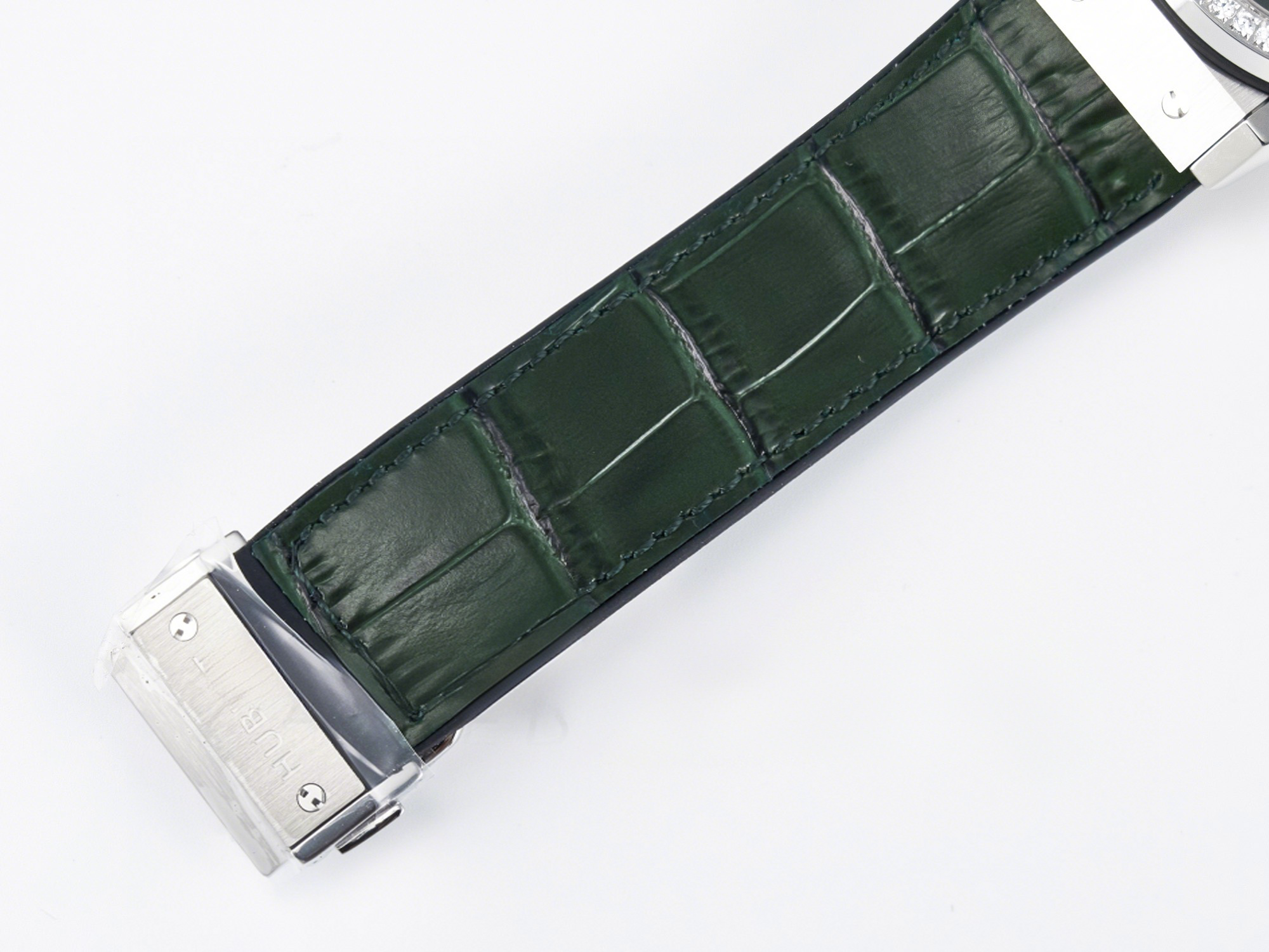 Hublot Classic Fusion Bang 42mm HBF 1:1 Best Edition Green Dial Diamonds Bezel on Green Leather Strap A2892-fasswatch