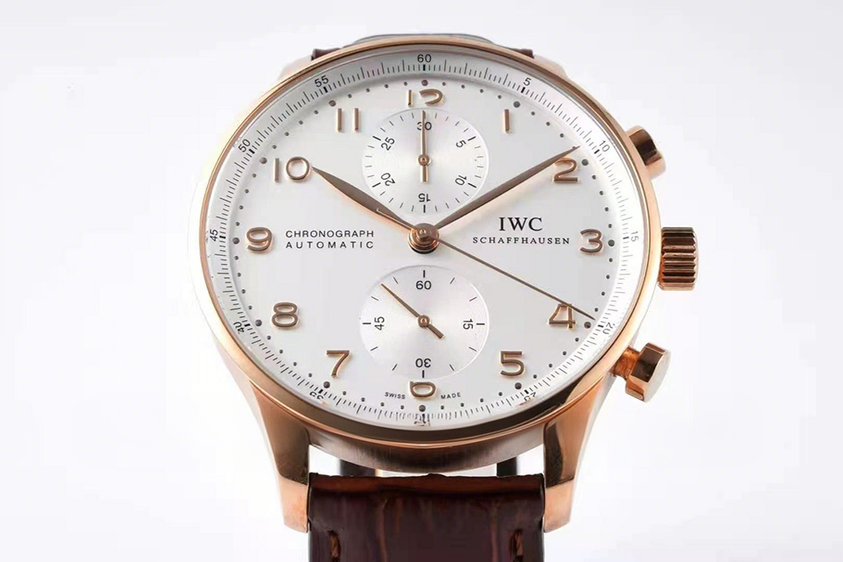 IWC Portugieser Chronograph IW371611 White Dial in Rose Gold-fasswatch