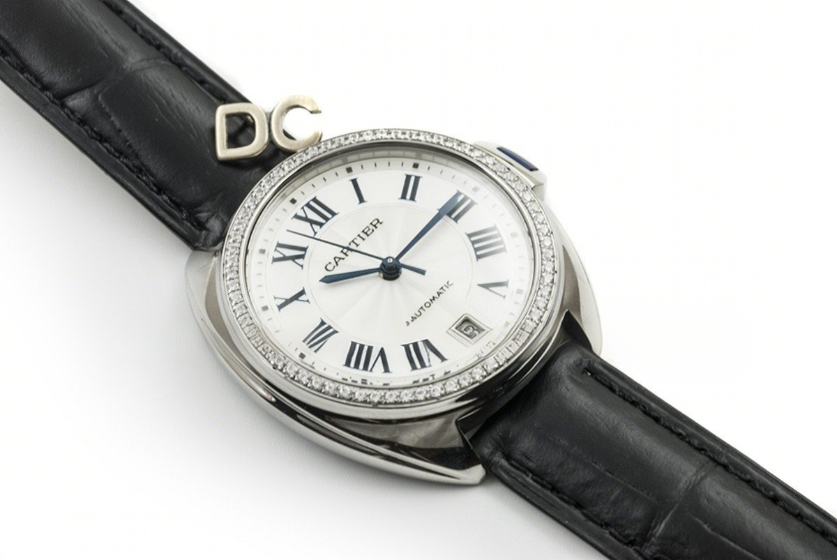 Cle de Cartier in Steel 35mm with Diamond Bezel-fasswatch