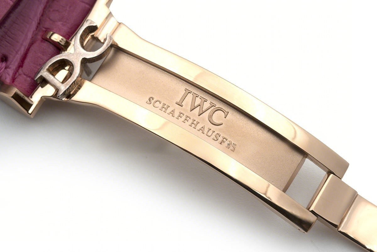 IWC Portugieser Chronograph Automatic White Dial in Rose Gold on Purple Leather Strap-fasswatch